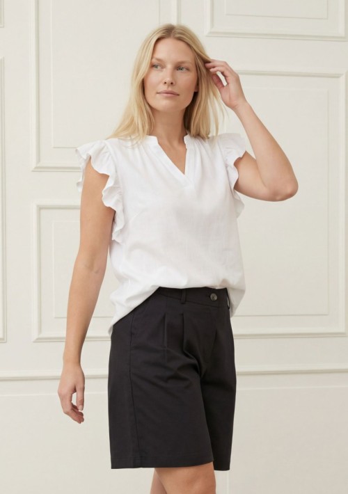 57902 Pearl Flounce Top 100 White 57902 Pearl Flounce Top 100 White