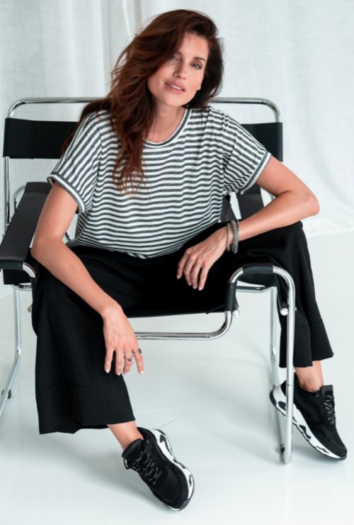 Tee Kyra Stripe Black/Ecru