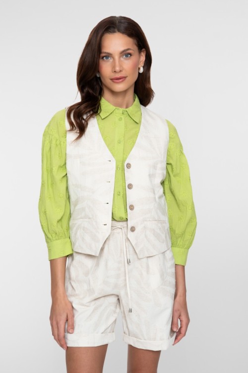 Vest linnen jacquard 718 ecru Vest linnen jacquard 718 ecru